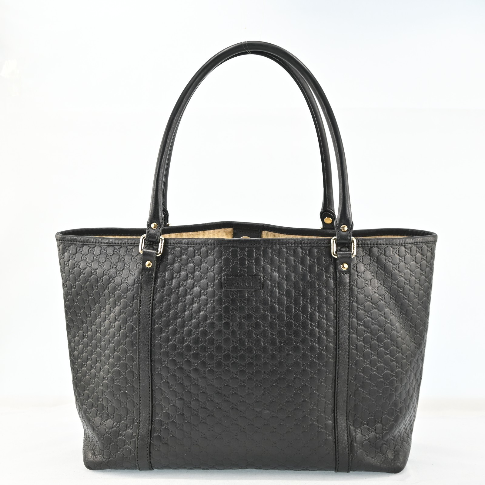 AUTH Gucci Micro Guccissima Tote Bag Outlet 449647 Black E3417RG804