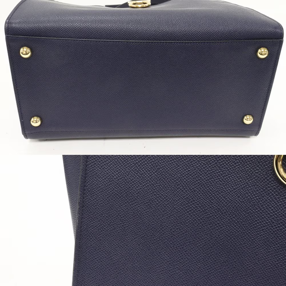 Salvatore Ferragamo Gancini Tote Bag Calf Navy Calfskin Navy Black #TKB086