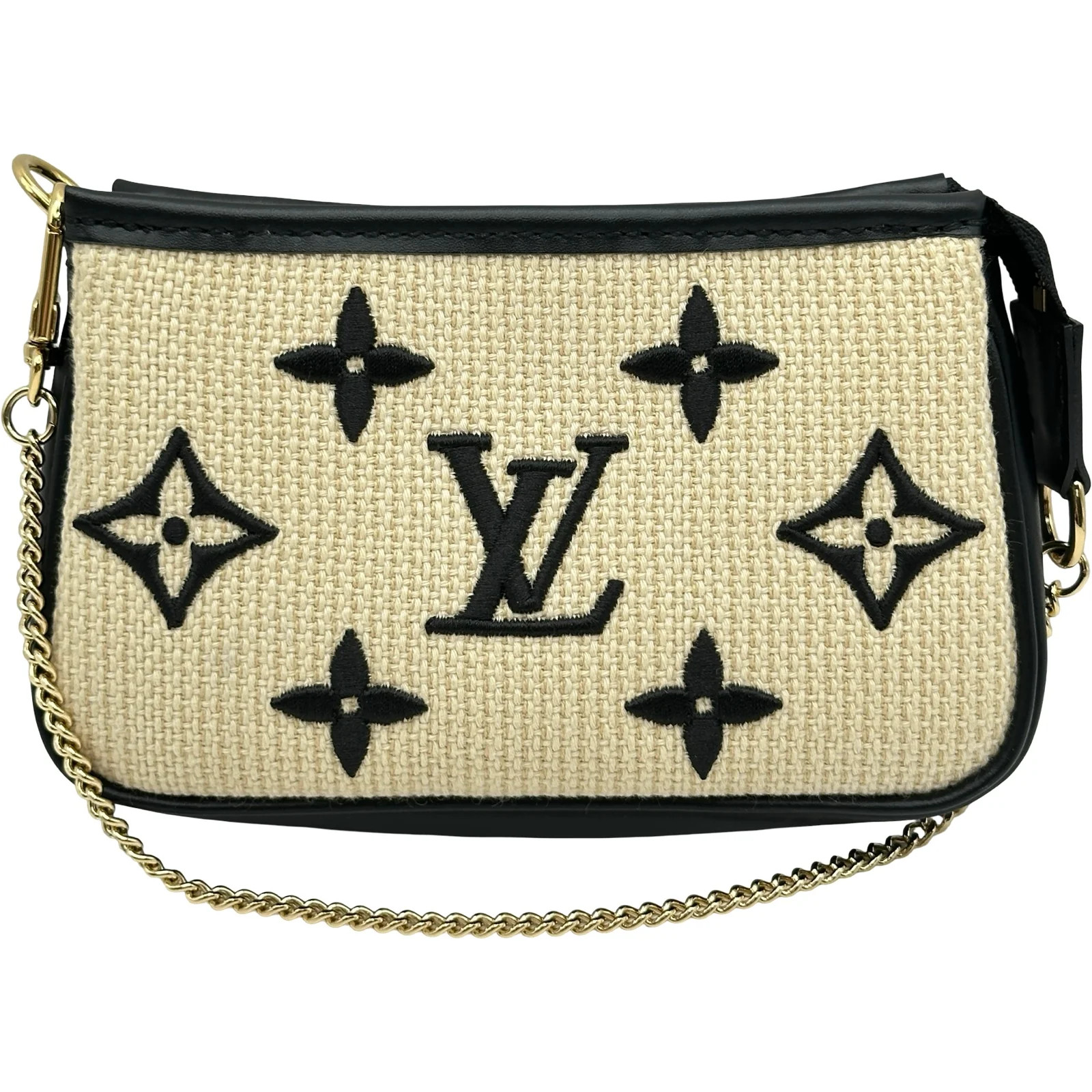 LOUIS VUITTON Mini Pochette Accessoires Beige / Black Bag M82472 #OKB7131