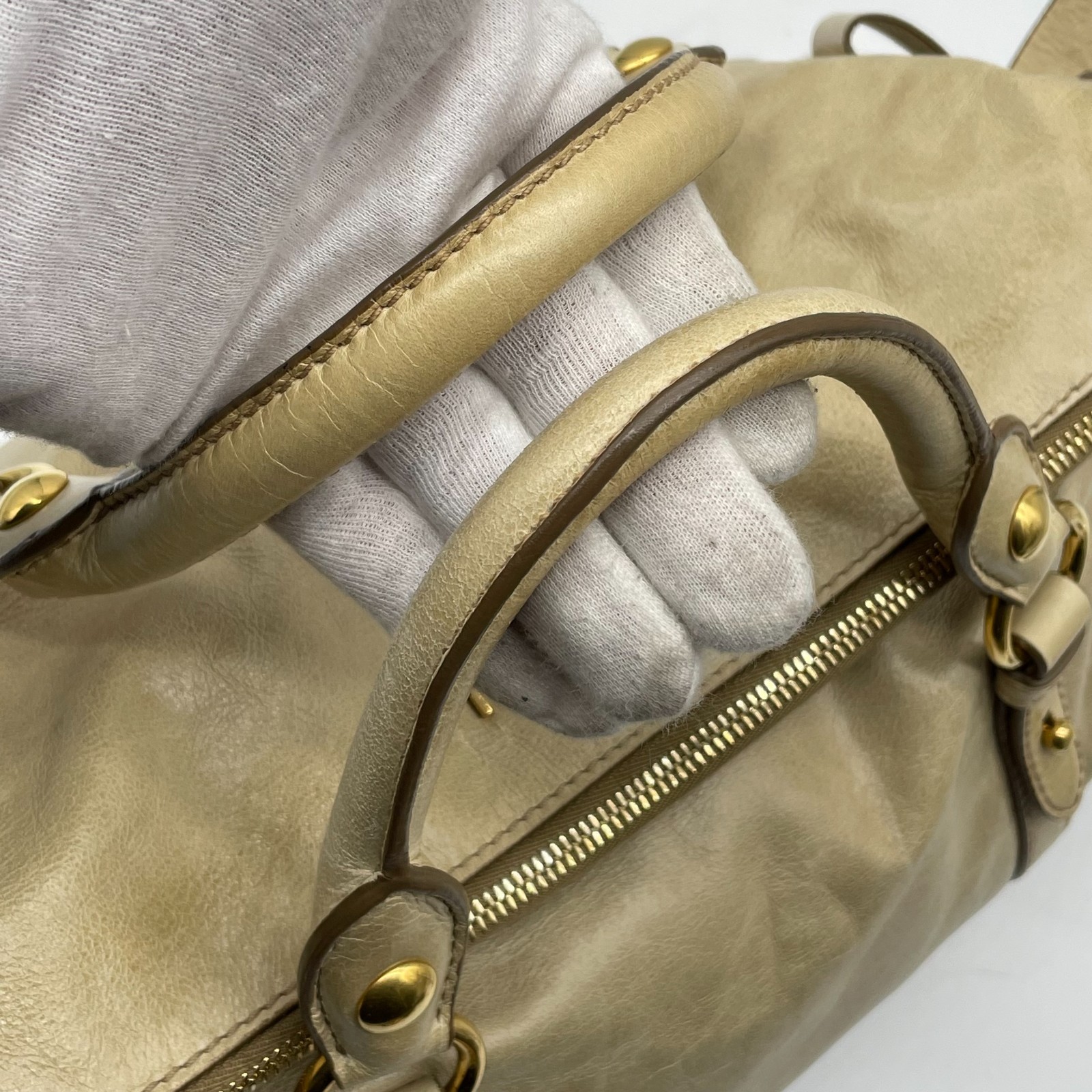 Miu Miu Vitello Lux 2way Handbag Leather Ribbon bow Shoulder Bag 26 Y2K Auth