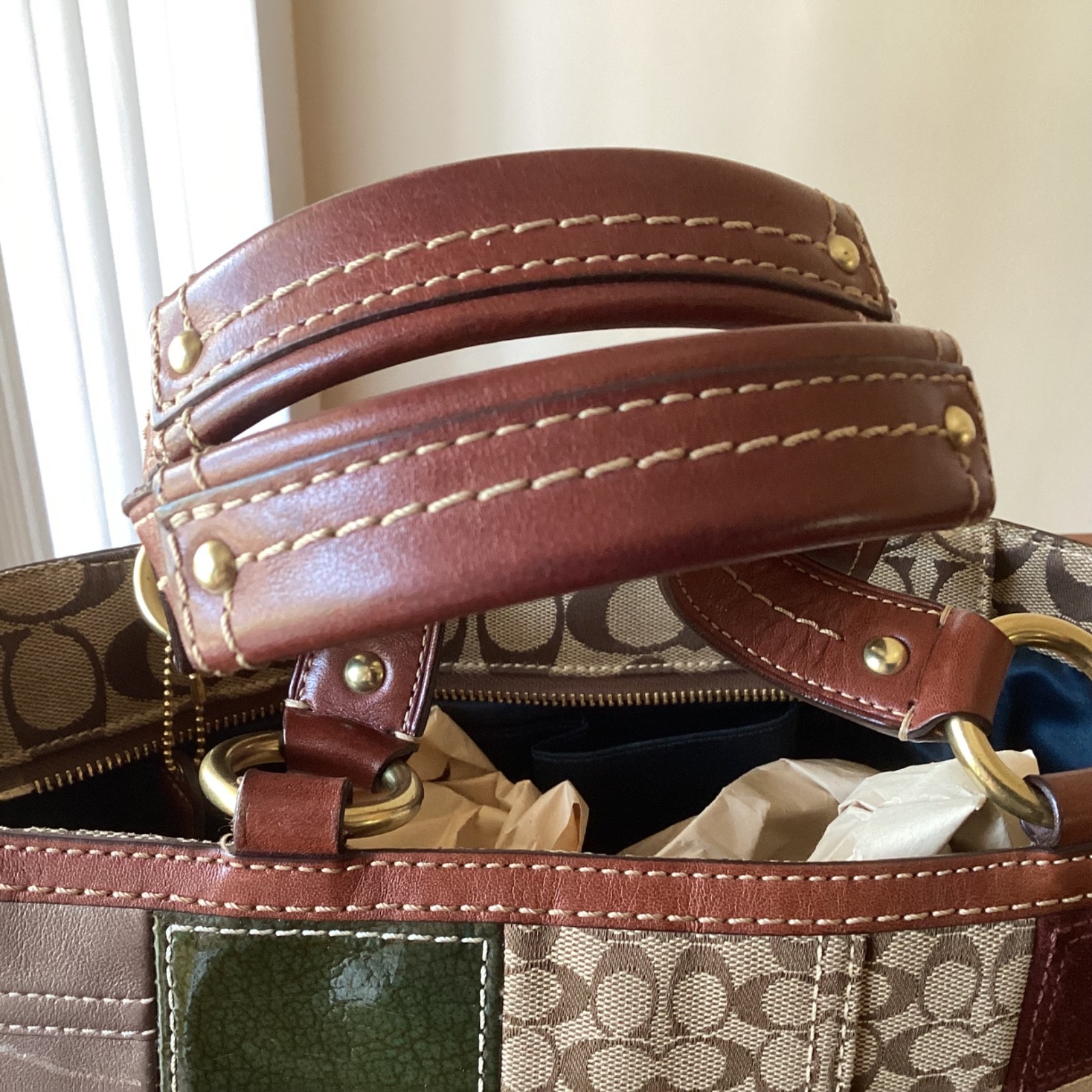 Coach Holiday Patchwork Gallery Tote 11358 Multicolor Leather w/Dust Bag vintage