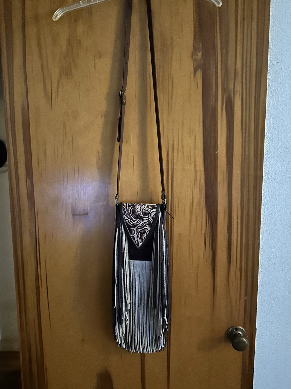 Hide Junkie Western Long Fringe Crossbody Bag Handmade Leather Purse