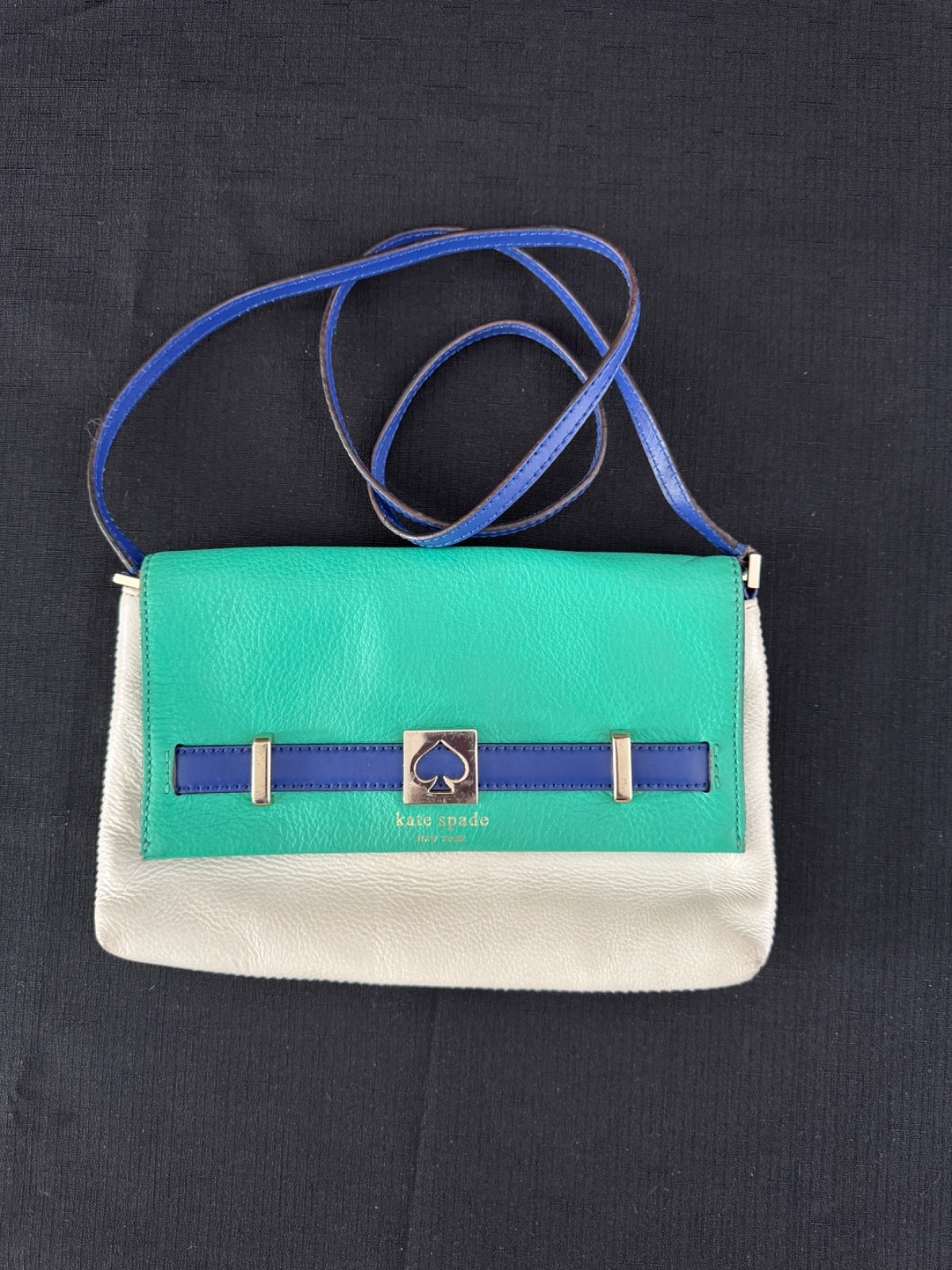 Kate Spade Pebbled Leather Houston Crossbody Tri Colored Silver Tone Hardware
