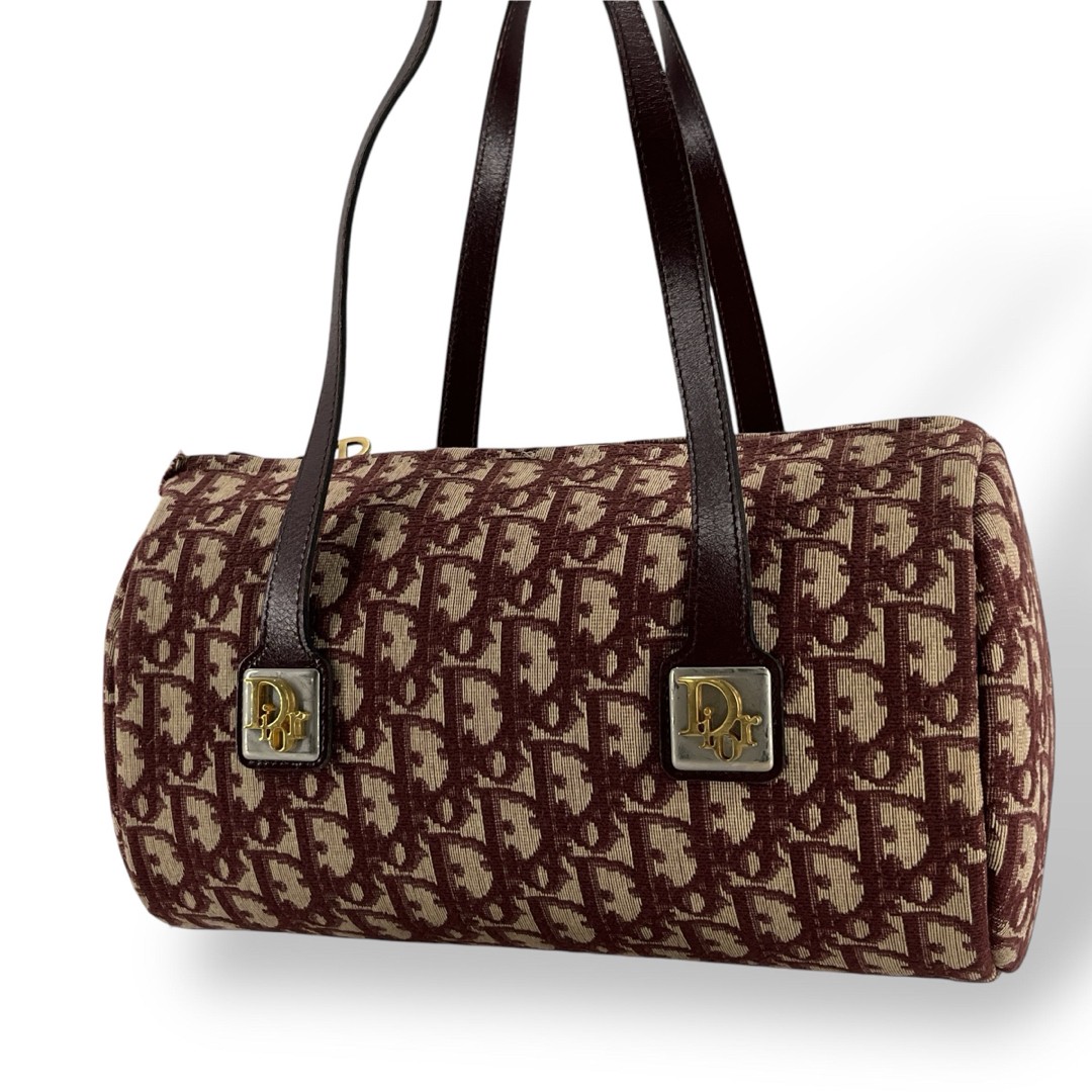 Old Dior Trotter Handbag Mini Boston Logo Hardware Bordeaux