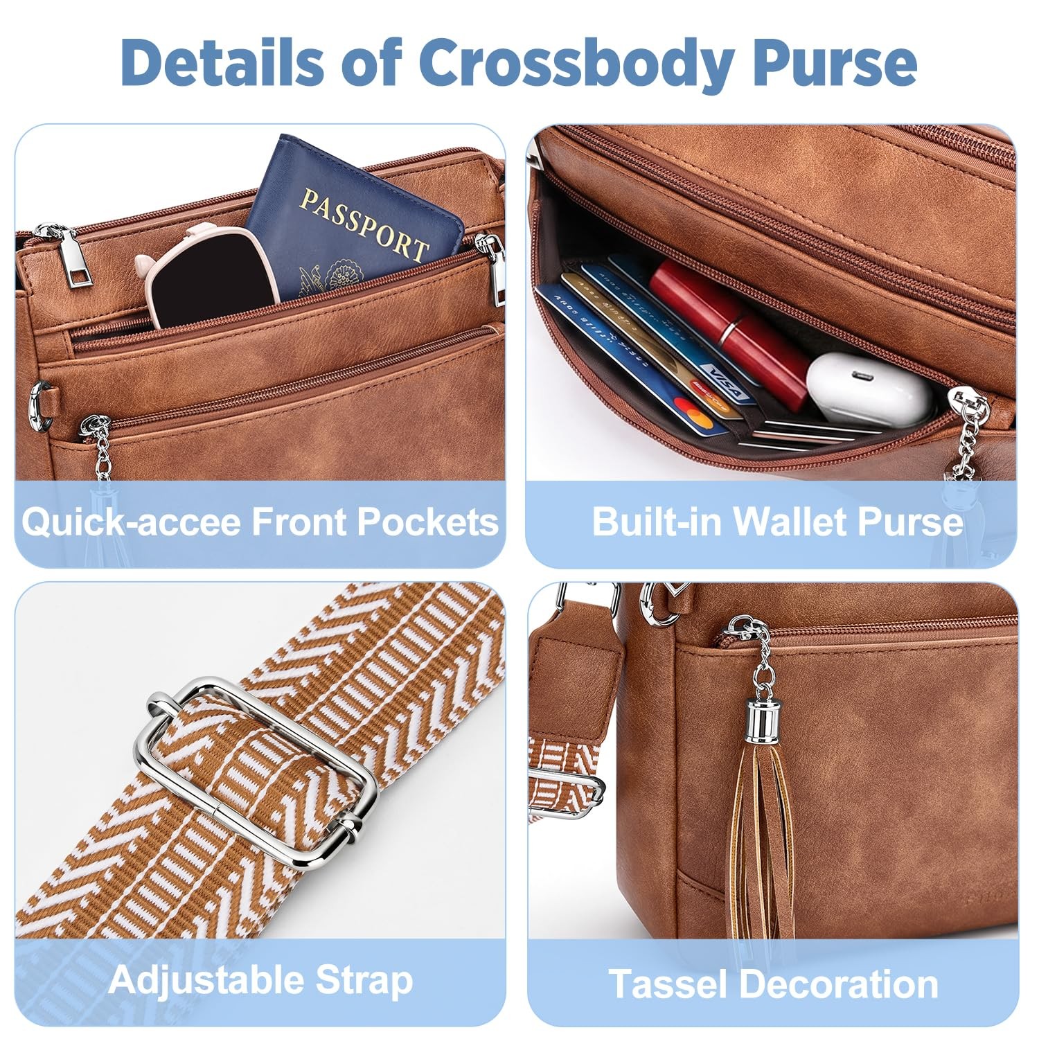 Anti Theft Crossbody Purse for Women RFID Crossbody Bags for Travel, Vegan Le…