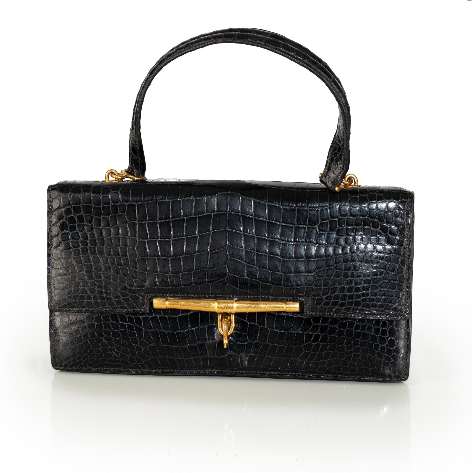 Authentic Hermes Clutch Bag Pallonnier Vintage – 27.5cm – Black Crocodile