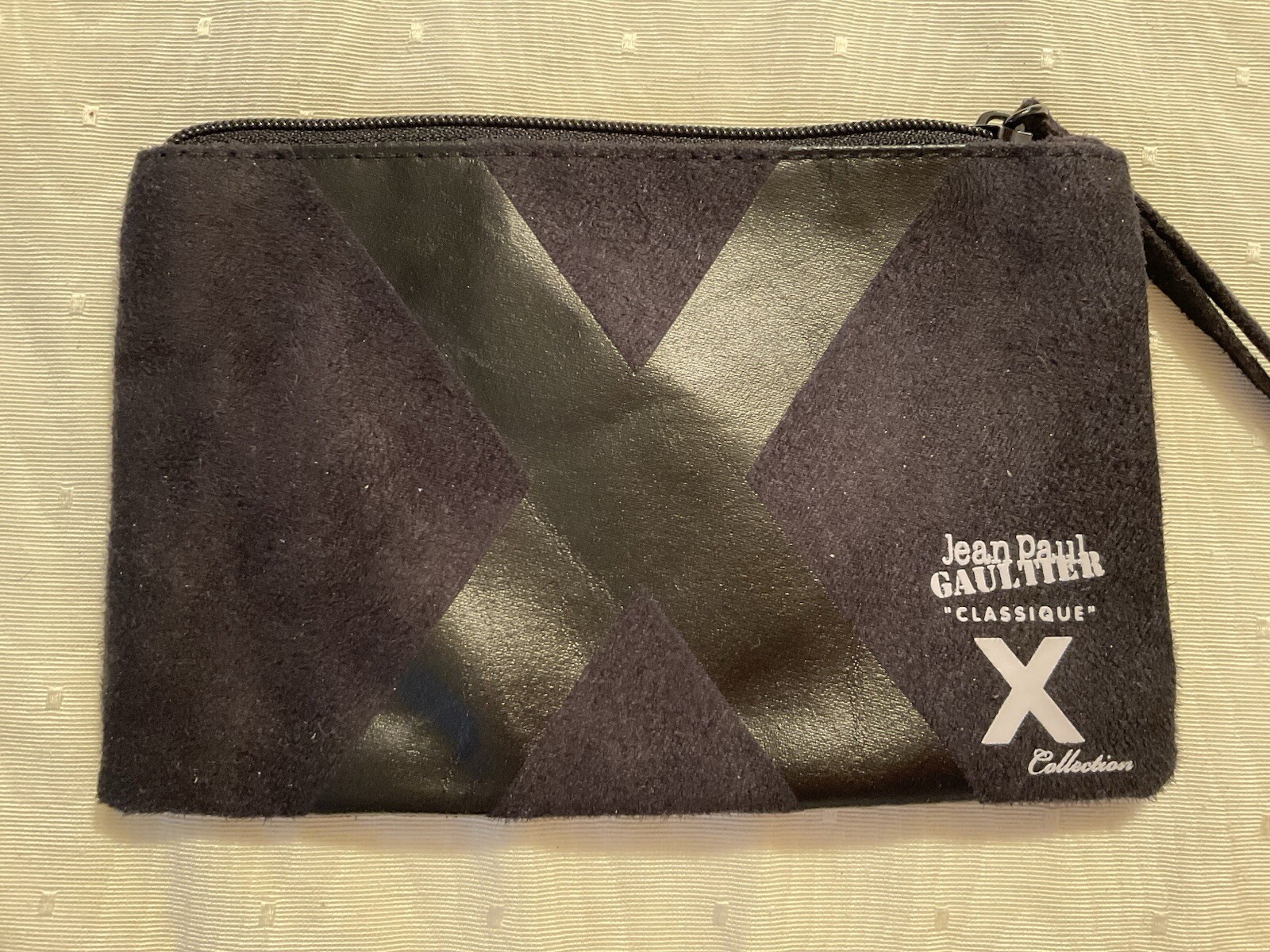 Jean Paul Gaultier Classique X Collection Toiletry Bag Black X Logo Zip Closure