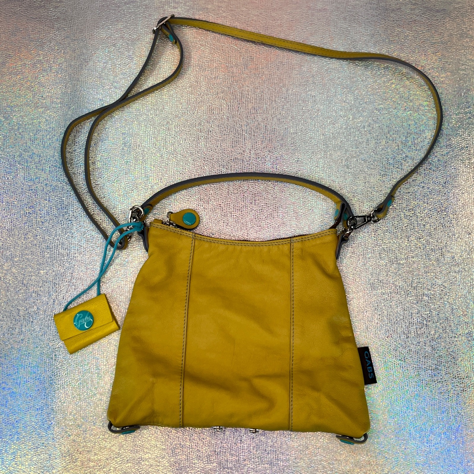 *Stains* GABS Lime Yellow Italian Leather Convertible Handbag Crossbody Purse
