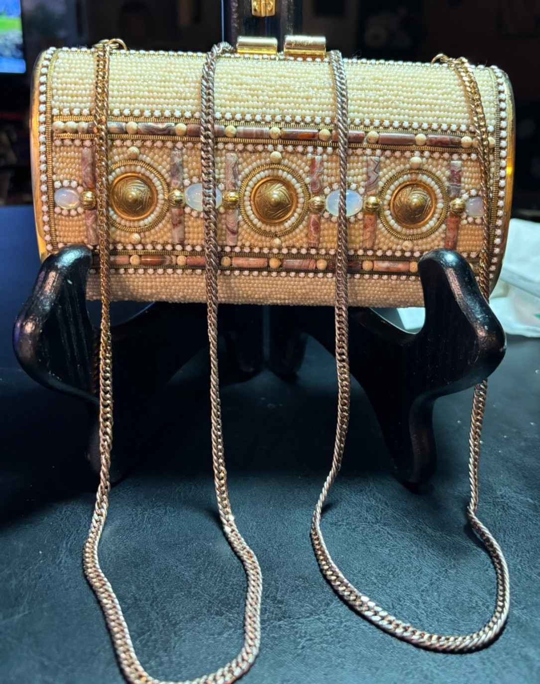 M and J Hansen Designs miniaudiere clutch, an artisan creation, from 80s-90s