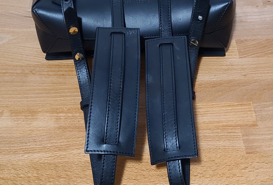 Janessa Leone Black Leather Backpack Tote Made In Spain 9.5″x9″x3″