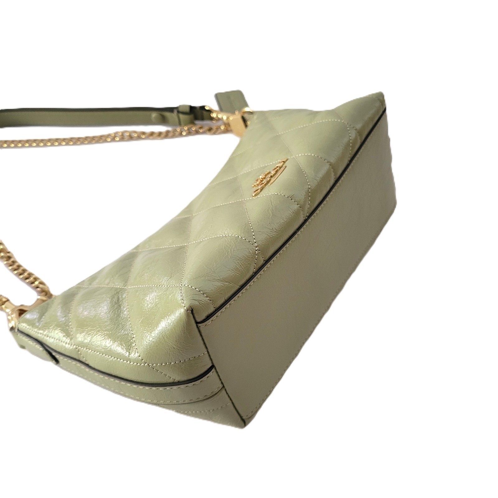 Coach CDZ88 Caitlin Shoulder Bag Glazed Leather Quilting Pistachio