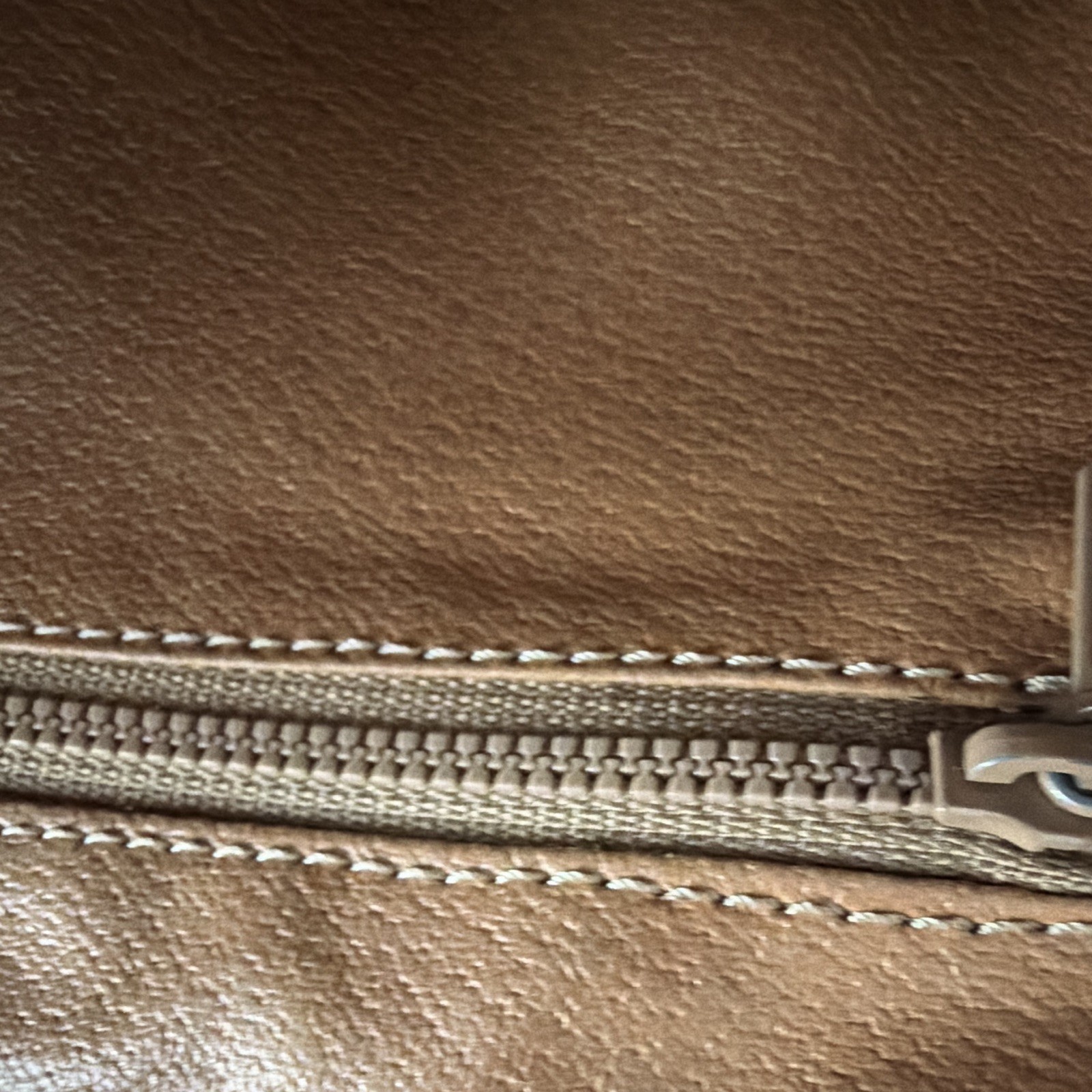 ⁠Vintage CELINE Macadam Canvas Clutch Pouch Wristlet Brown Tan Leather Trim