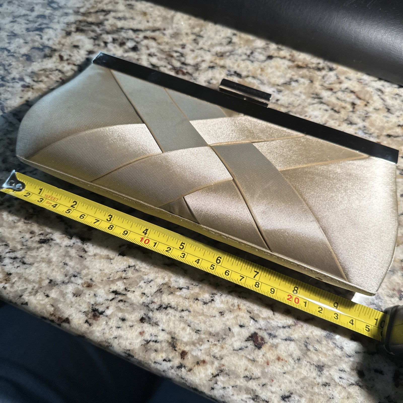 Golden Champagne Color Silk Evening Clutch Bag With Shoulder Strap For Women