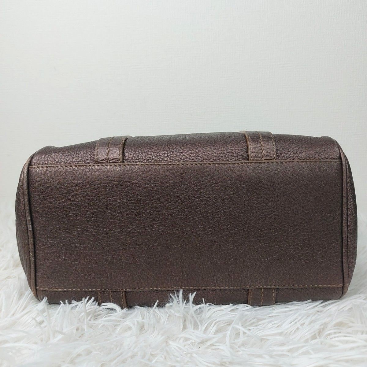 BALLY Mini Boston Bag Handbag Leather Grain Leather Brown Gold Hardware Y2K Fri