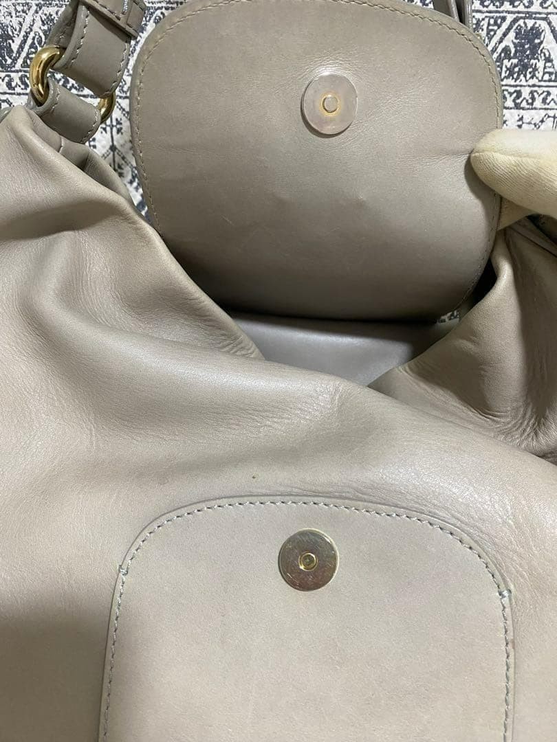 Giorgio Armani Shoulder Hobo Bag Purse Leather in Gray USED Good Condition