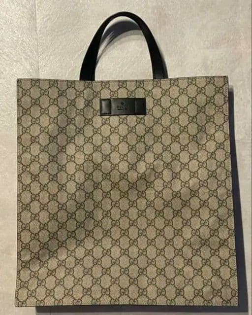 GUCCI GG Supreme PVC Leather Tote Bag Women Auth 14.96 x 13.97 x 4.33inch