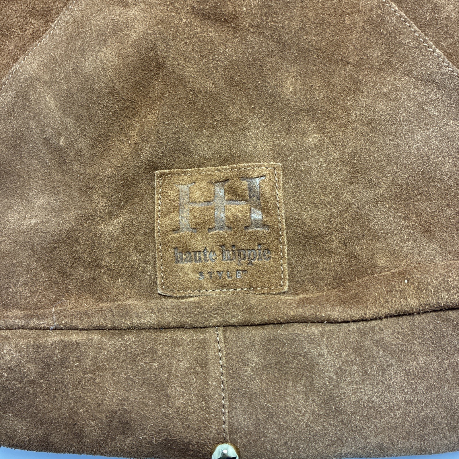 Haute Hippie 100% Suede Leather Chocolate Brown Triangle Hobo Bag
