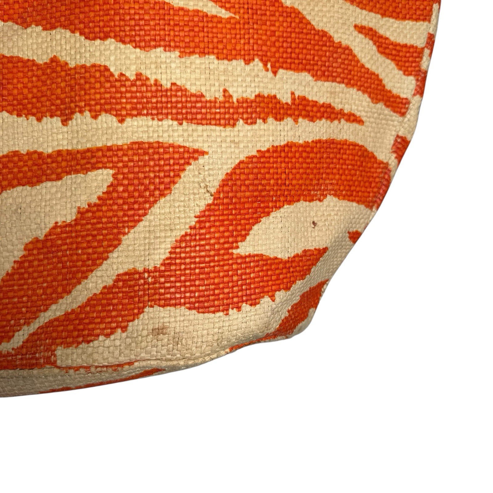 Kate Spade Wicker and Rope Tote Bag Orange Beige Zebra Print Beach Vacation