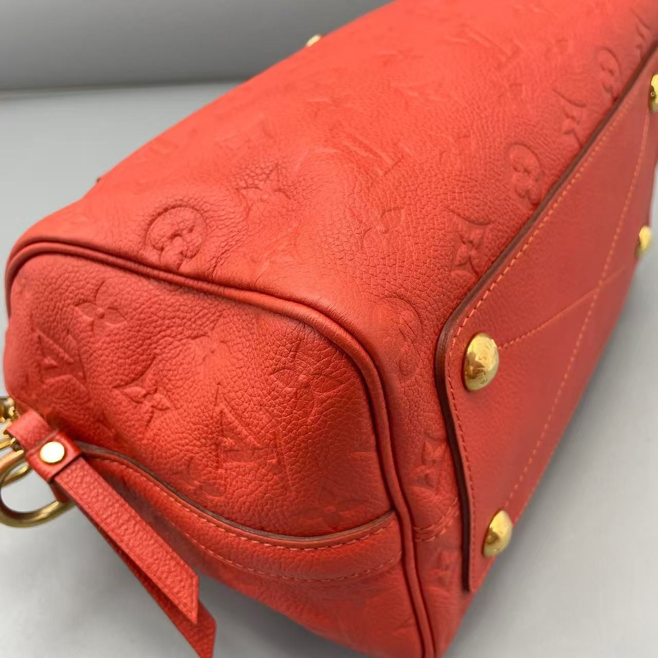 Louis Vuitton Speedy Bandoulière 25 Red Empreinte Leather Gold Hardware Auth