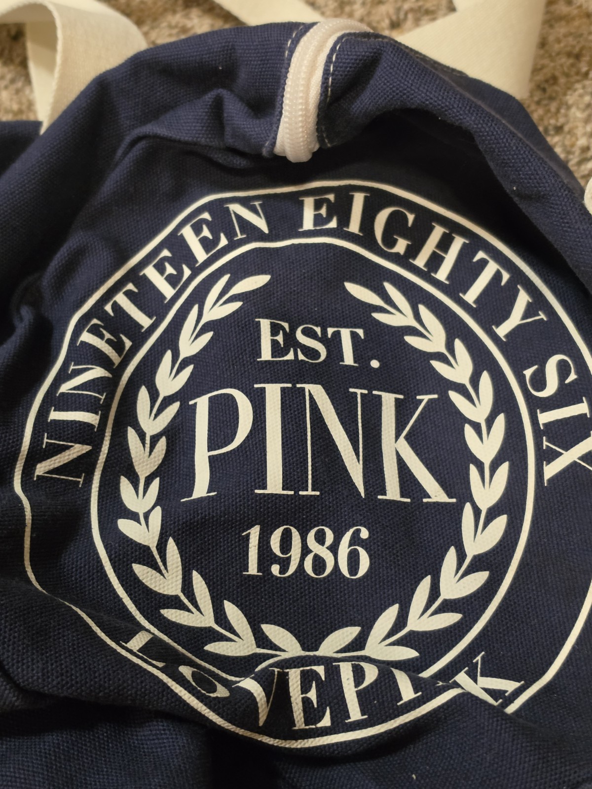 Victoria’s Secret PINK Travel/Gym Duffle Overnight Canvas Bag NWT Blue Logo