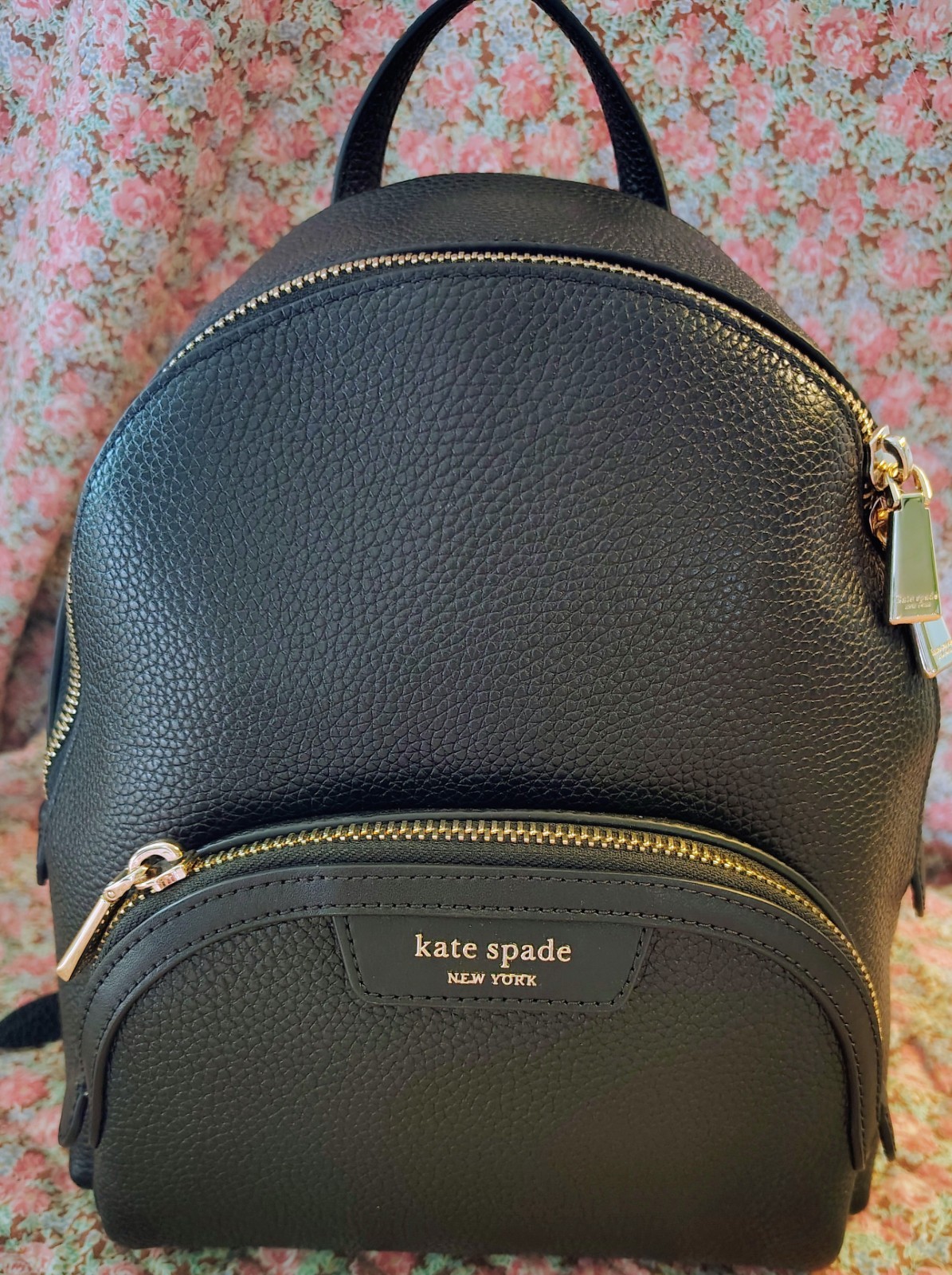 kate spade new york Leila Backpack NWT $298 Black Pebbled Leather