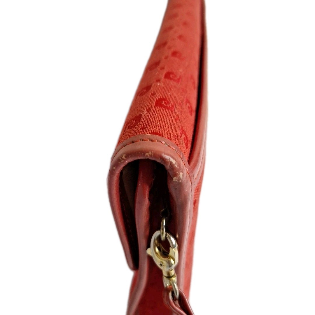 VTG Pierre Cardin Monogram Crossbody Bag Red Canvas Jacquard Logo 70s 80s Purse