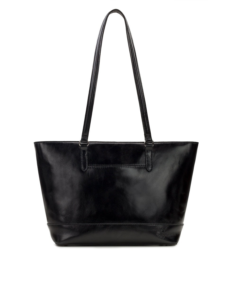$249 Patricia Nash Violetti Large Leather Shoulder Tote Bag Black Brushed Silver