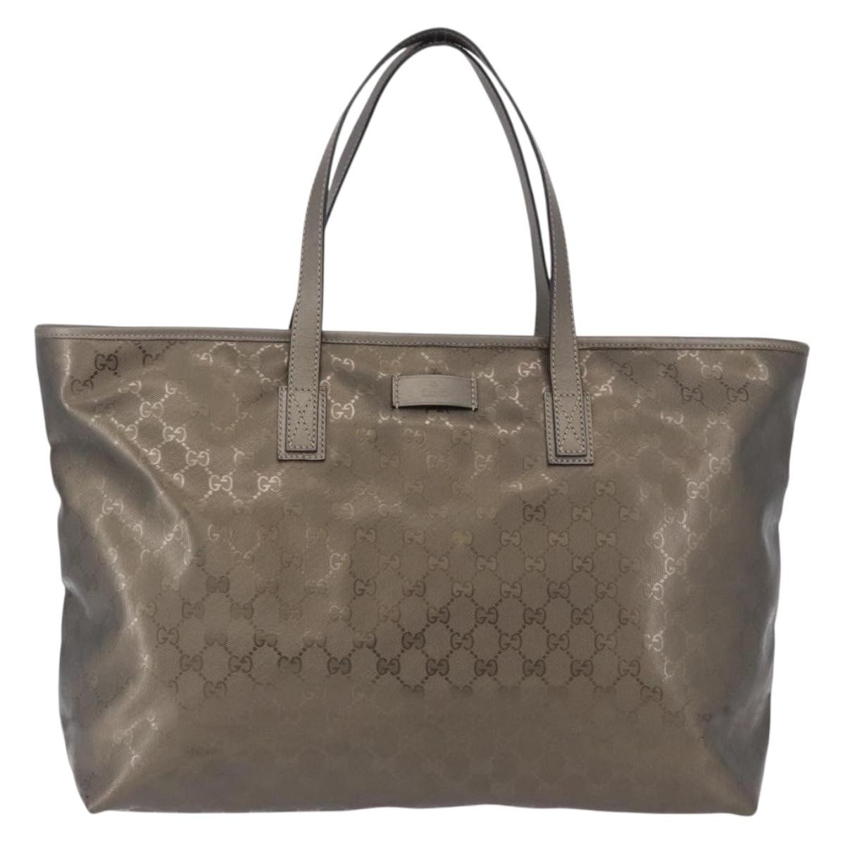 GUCCI GG implementation Tote Bag PVC Gray 211120 Auth am12189V