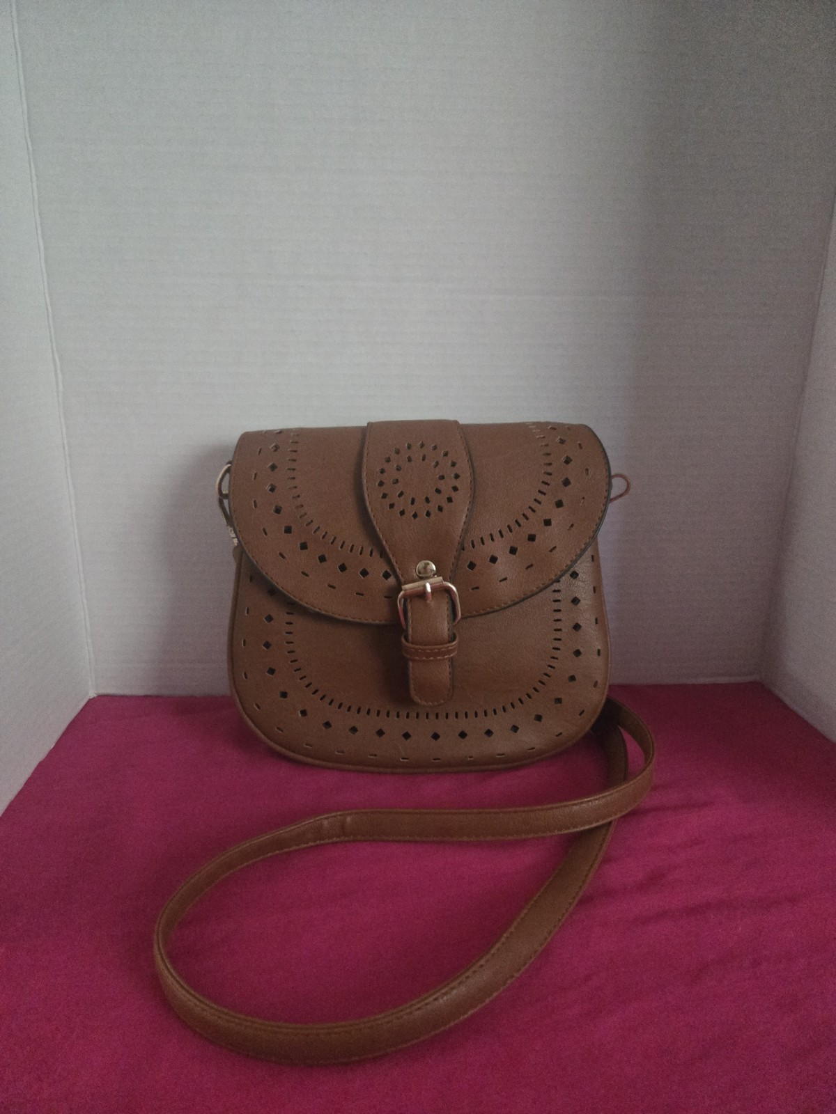 Faux Leather (Vegan) Crossbody Saddle Bag. Great Condition Clean Inside And Out