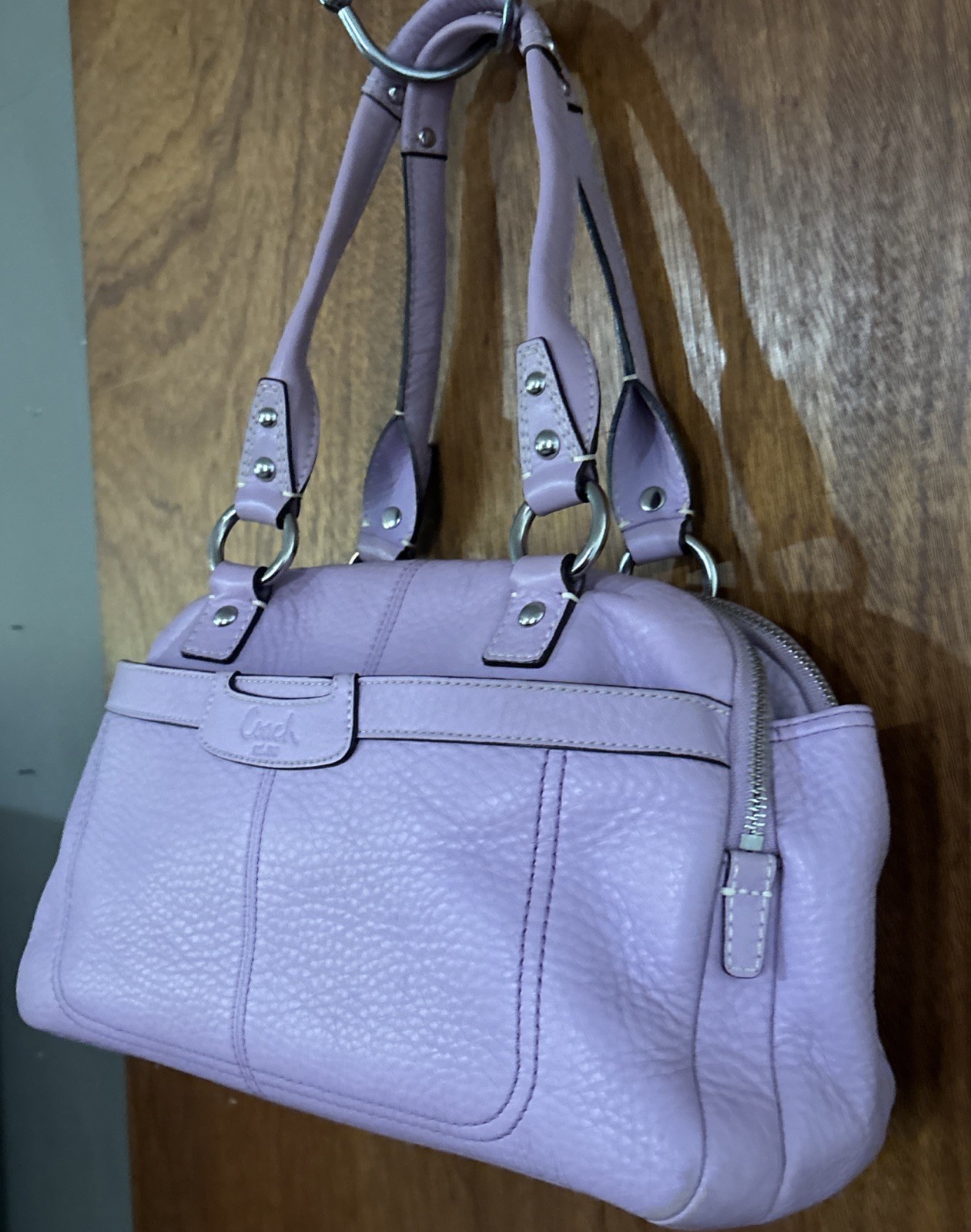 Authentic Coach M0971-F14685 Penelope Lilac Pebbled Leather Satchel