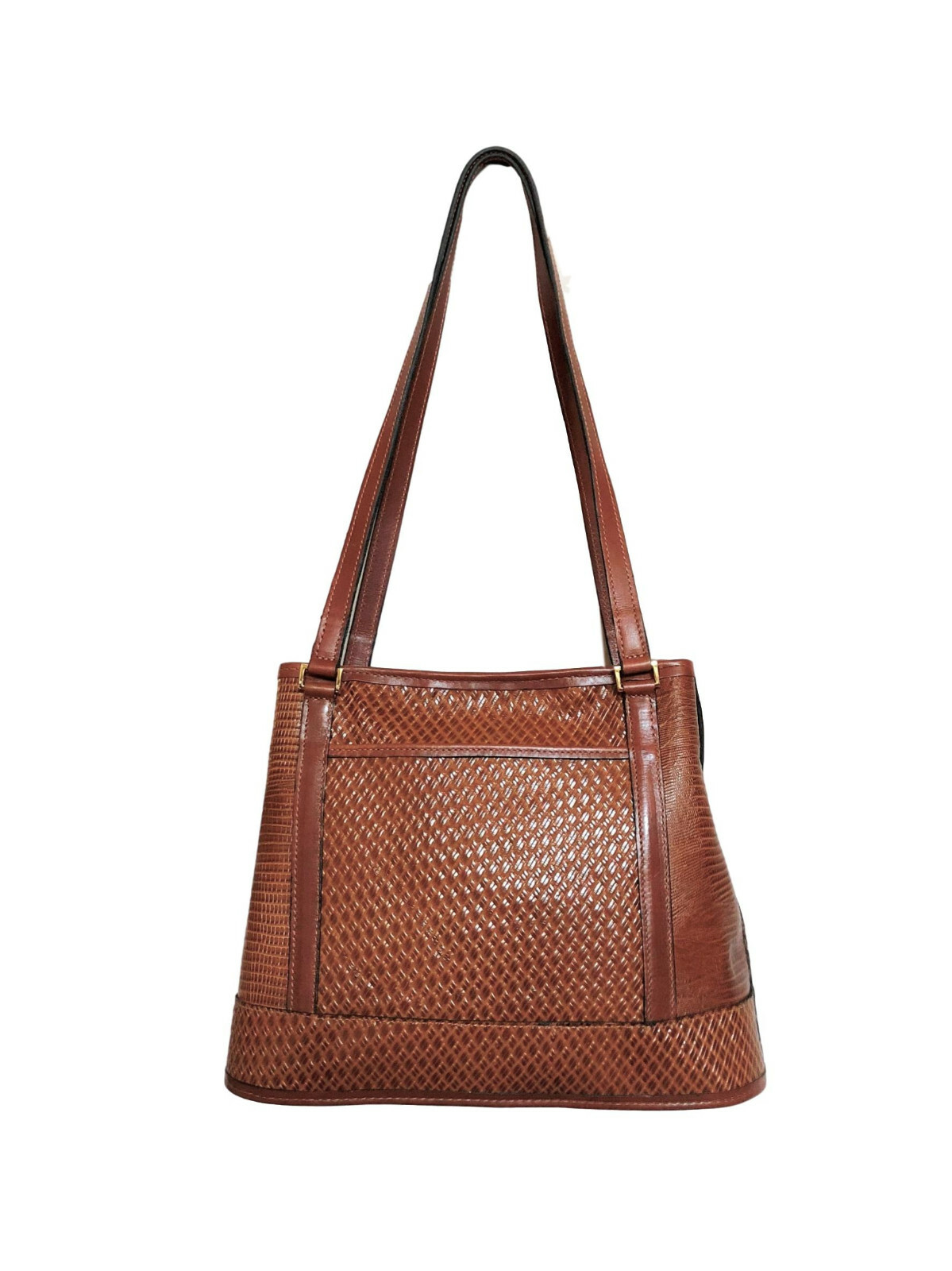 WILLOW BROOK CHERRY WOOD BROWN LEATHER DIVIDED TOTE