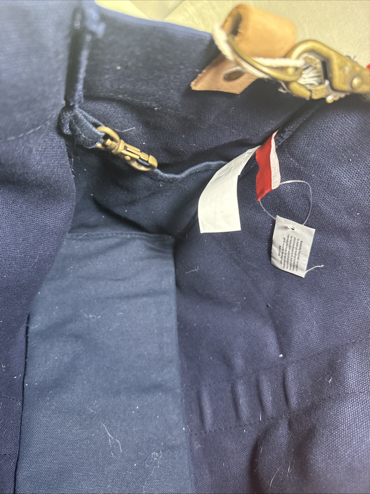 NWT: Shorebags Mini Box Tote Bag Navy with Red/Cream Stripe Strap