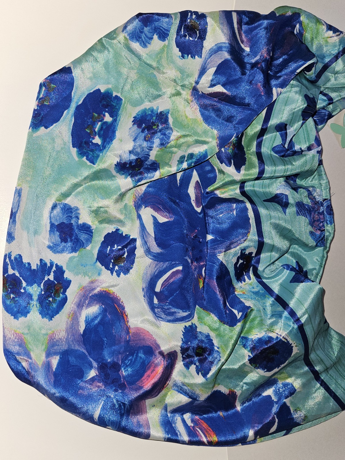 Antica Sartoria Beach Tote Hobo Bag Turquoise with Blue Flowers NWT