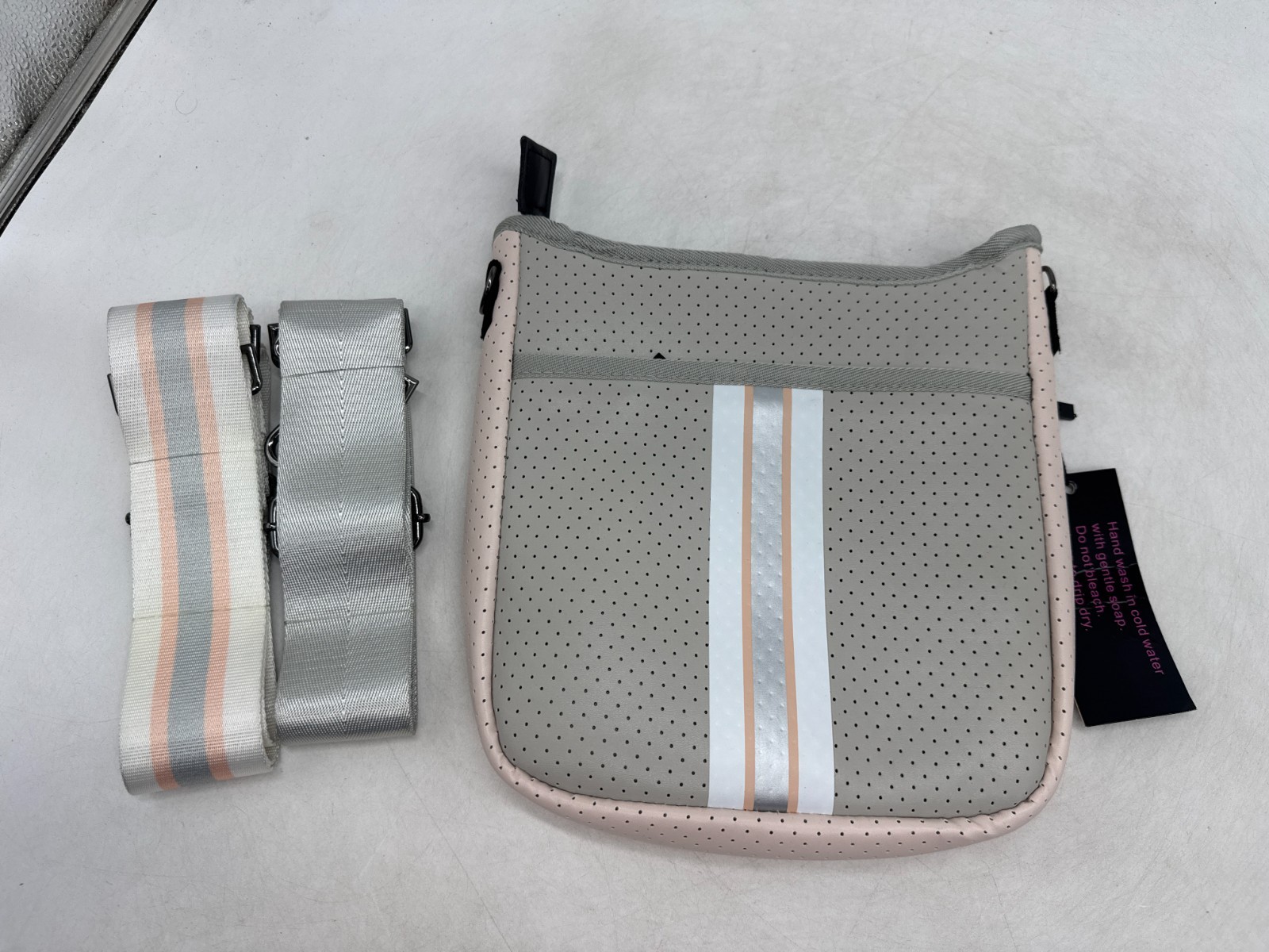Haute Shore Jeri Shell Greige Coated Crossbody Tote Bag with Straps Zipper