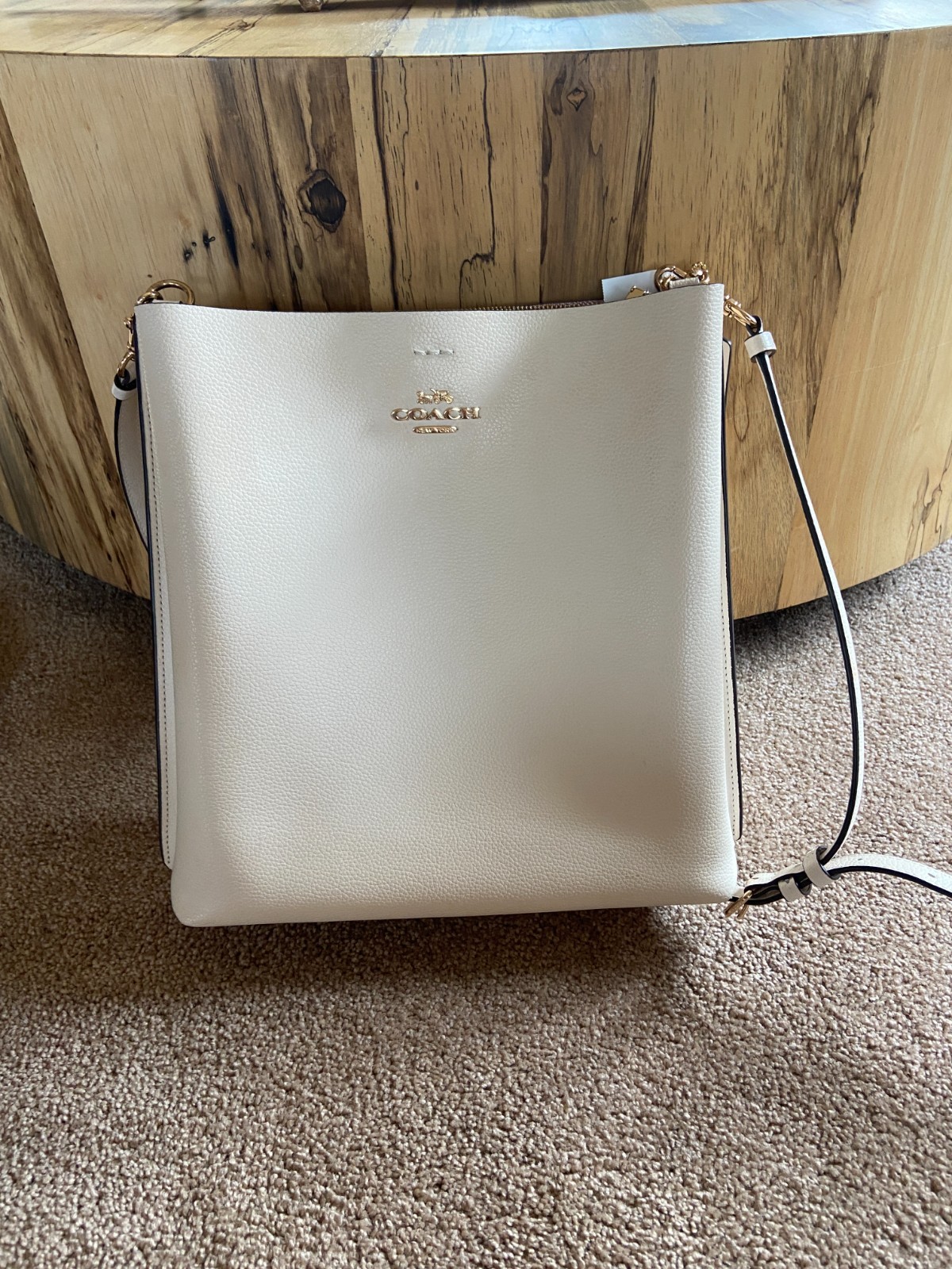 COACH CA214 Mollie Bucket Bag 22 Double Face Leather Chalk White~