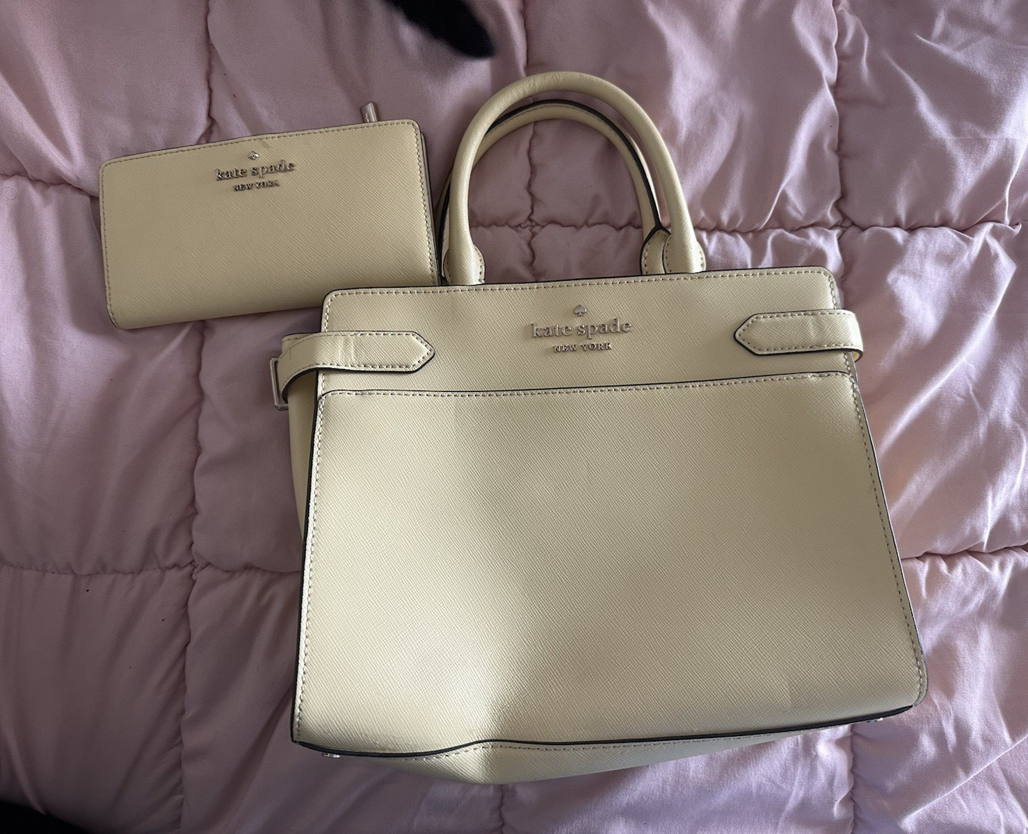 Kate Spade New York Yellow/Beige Zip Purse w/ Matching Wallet