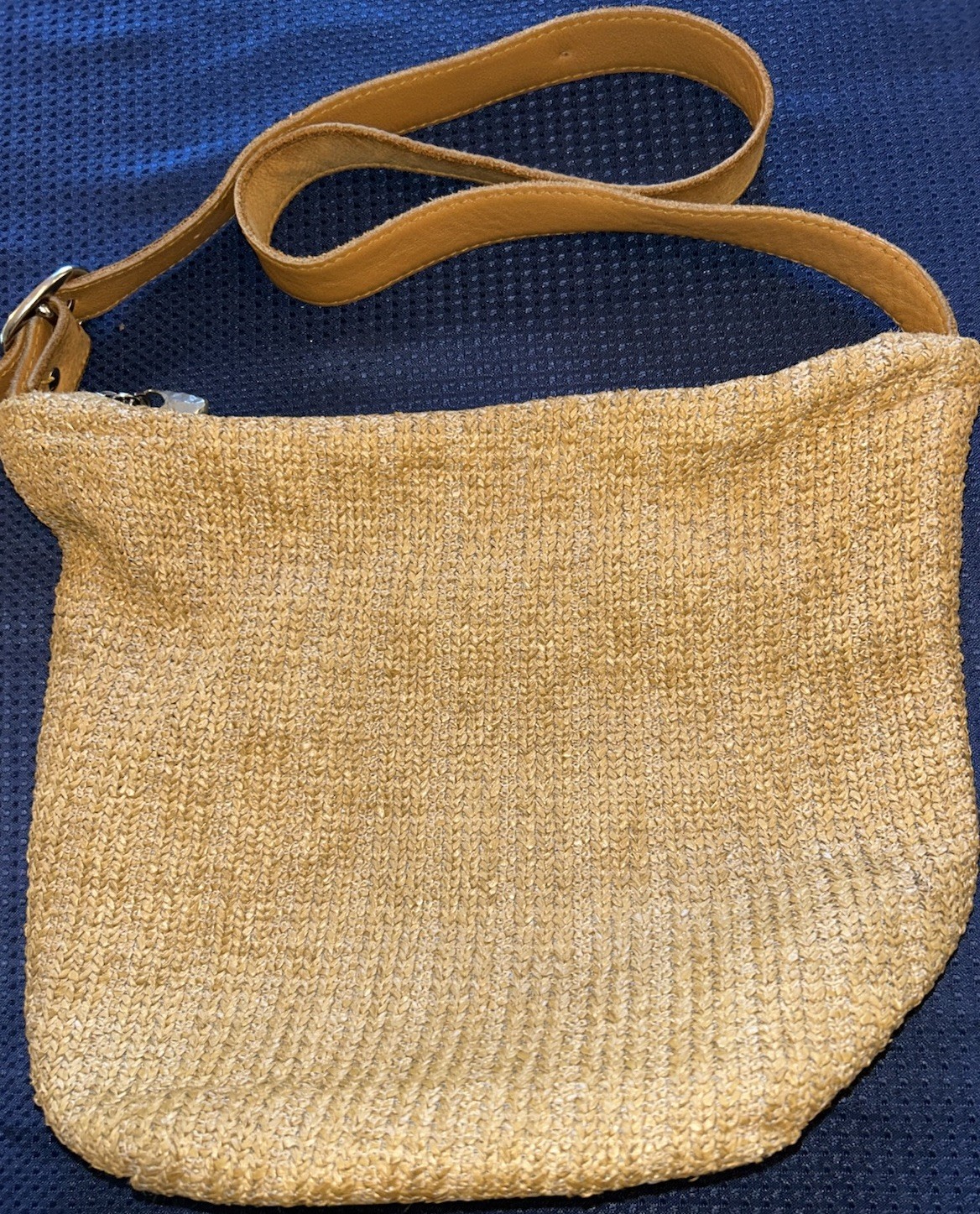 DKNY Light Brown Bucket Hobo Shoulder Bag Purse Possibly Raffia Jute