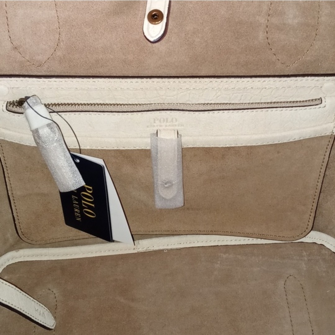 🌞HTF Polo Ralph Lauren🌞 – Suede Croc-Embossed Medium Bellport Tote Bag