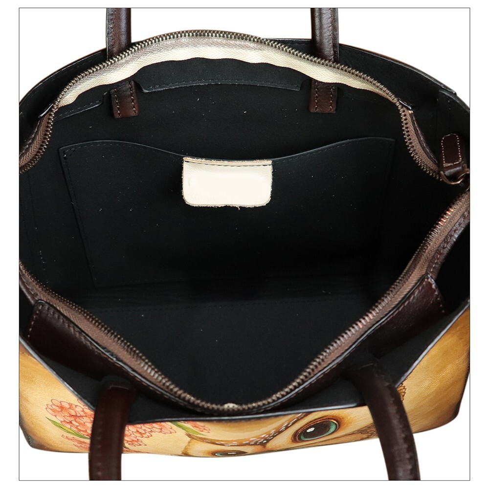Hand Painted Genuine Leather Purse and Handbag for Women Crossbody Shoulder Bag