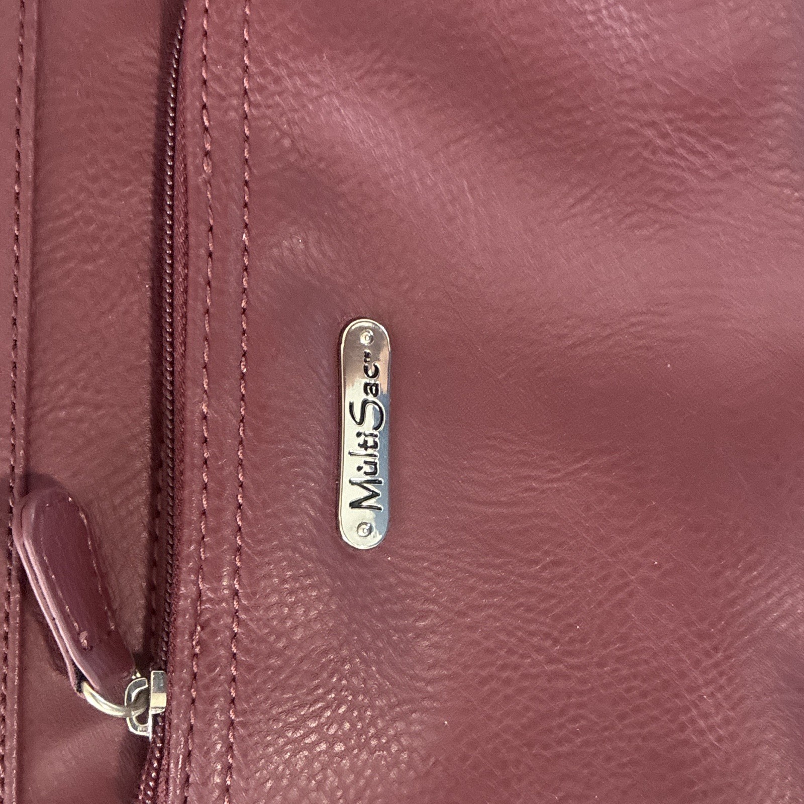 MultiSac Burgundy Crossbody Bag Zip w/ Detachable Strap Inner & Outer Pockets