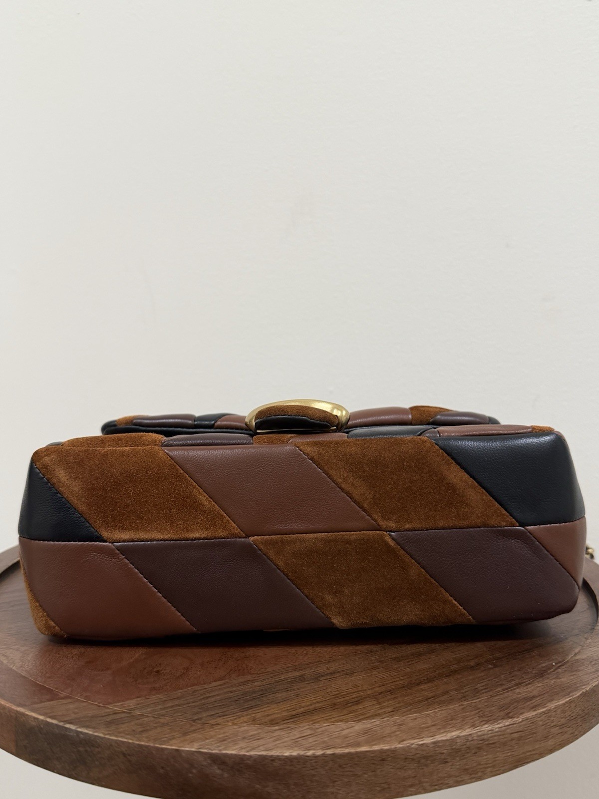 Coach quilted patchwork tabby 20 maple shadow brown shoulder bag