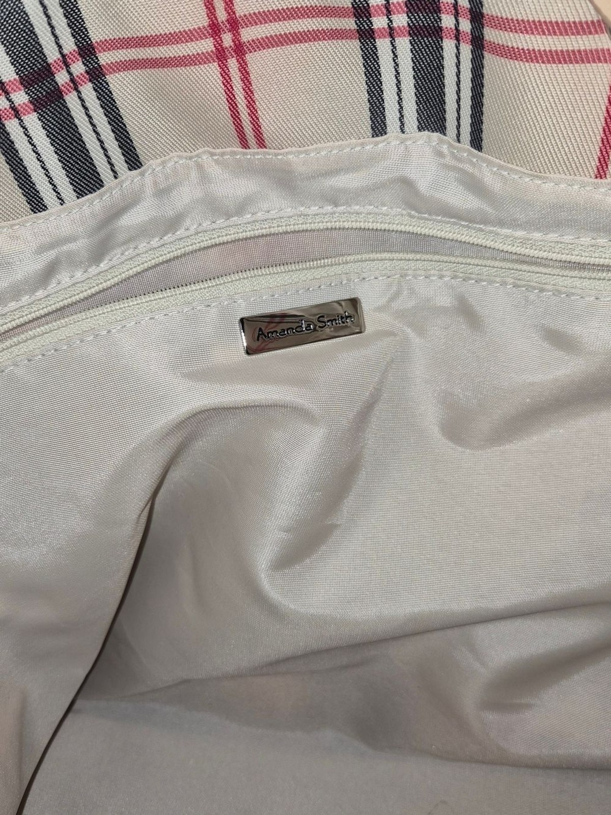 Amanda Smith Plaid Reversible Tote Bag with Matching Zip Pouch