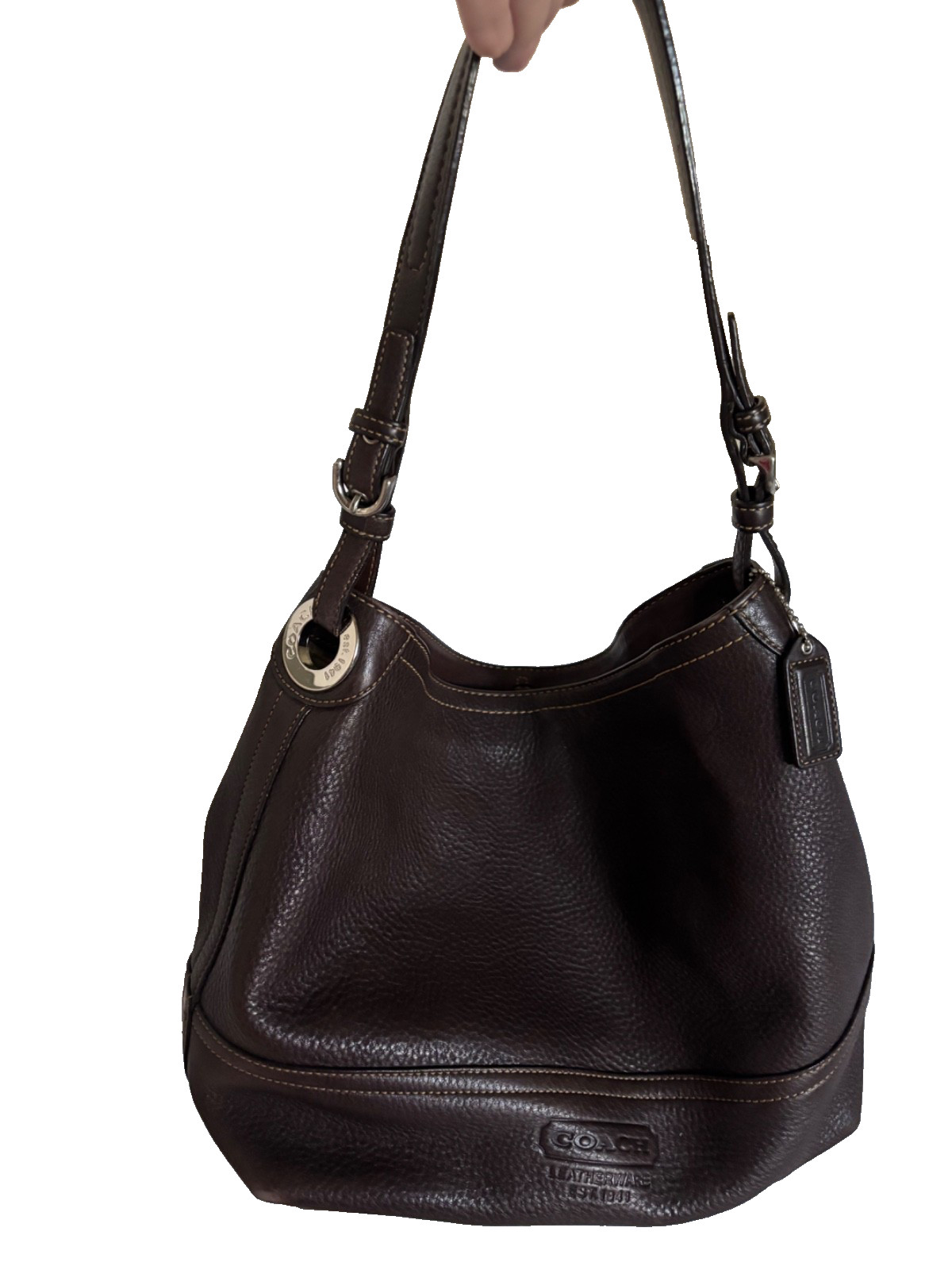 Vintage Coach 5715 Brown Pebbled Leather Slouchy Hobo Shoulder Bag Y2K