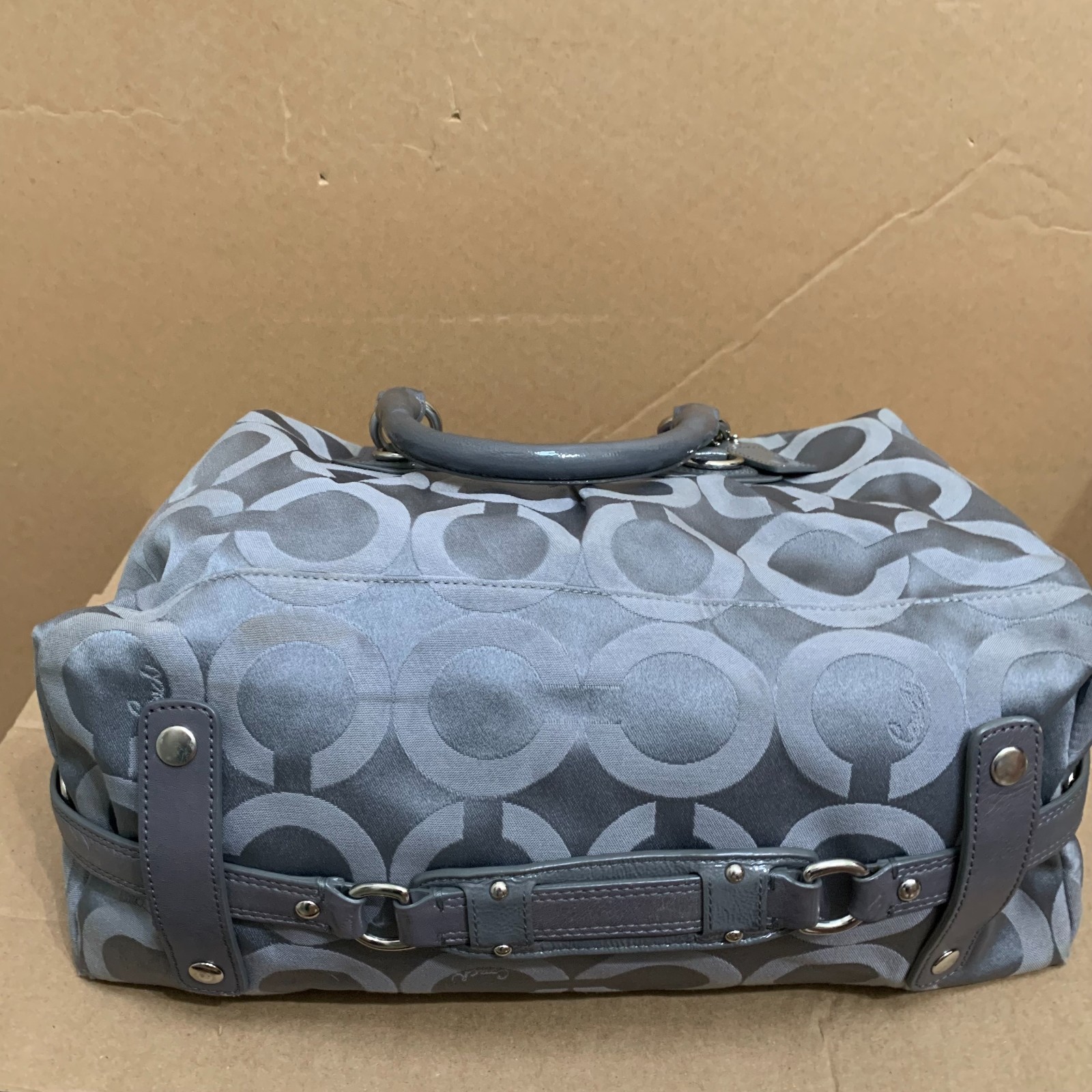 COACH MADISON Large Gray OP ART Logo Vintage SABRINA Satchel/Shoulder Bag #12943