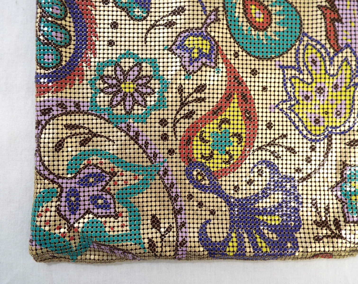 Vintage Whiting & Davis Paisley Mesh Purse Shoulder Bag Enamel & Gold PERFECT