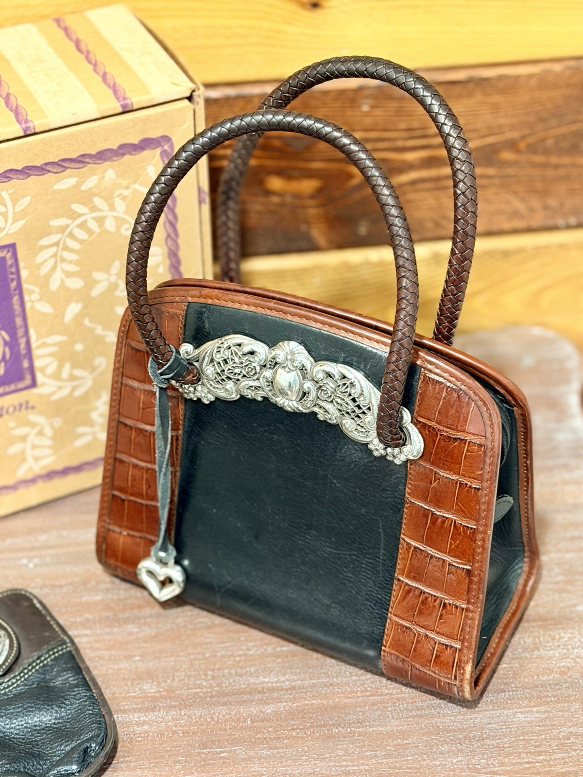 Brighton Phoebe H20099 Leather Handbag Set Box Coin Purse Phone Case EUC