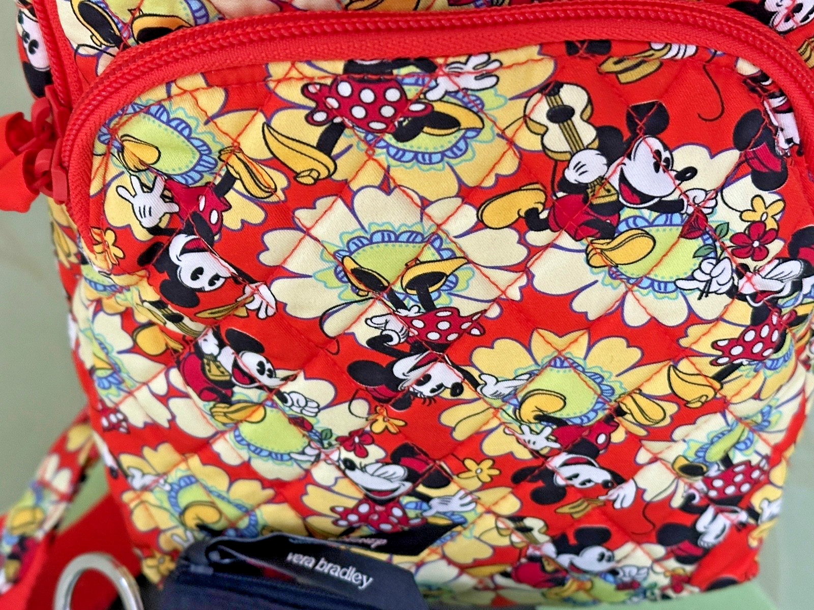VERA BRADLEY DISNEY LORMAN SLING BACKPACK+ZIP ID CASE:NWT MICKEY/MINNIE PETAL