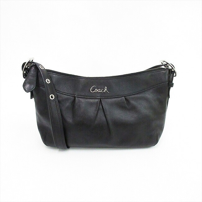 Coach Black Leather Crossbody Shoulder Bag F15512 Adjustable Strap Zip 30cm