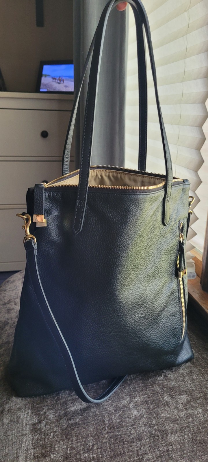 K. Slade Jesse Tote Black Pebbled Leather Shoulder Bag Crossbody Satchel
