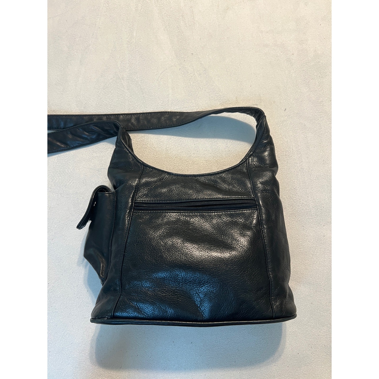 Dawli Vintage Black Genuine Leather Hobo Shoulder Bag Made in USA Minimalist